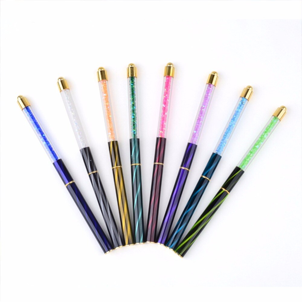 pincel de dibujo gradiente para uñas, diamantes de imitación, Ojo de gato, 1 Uds., pinceles planos para pintar, herramientas para esmaltado de uñas en Gel UV DIY