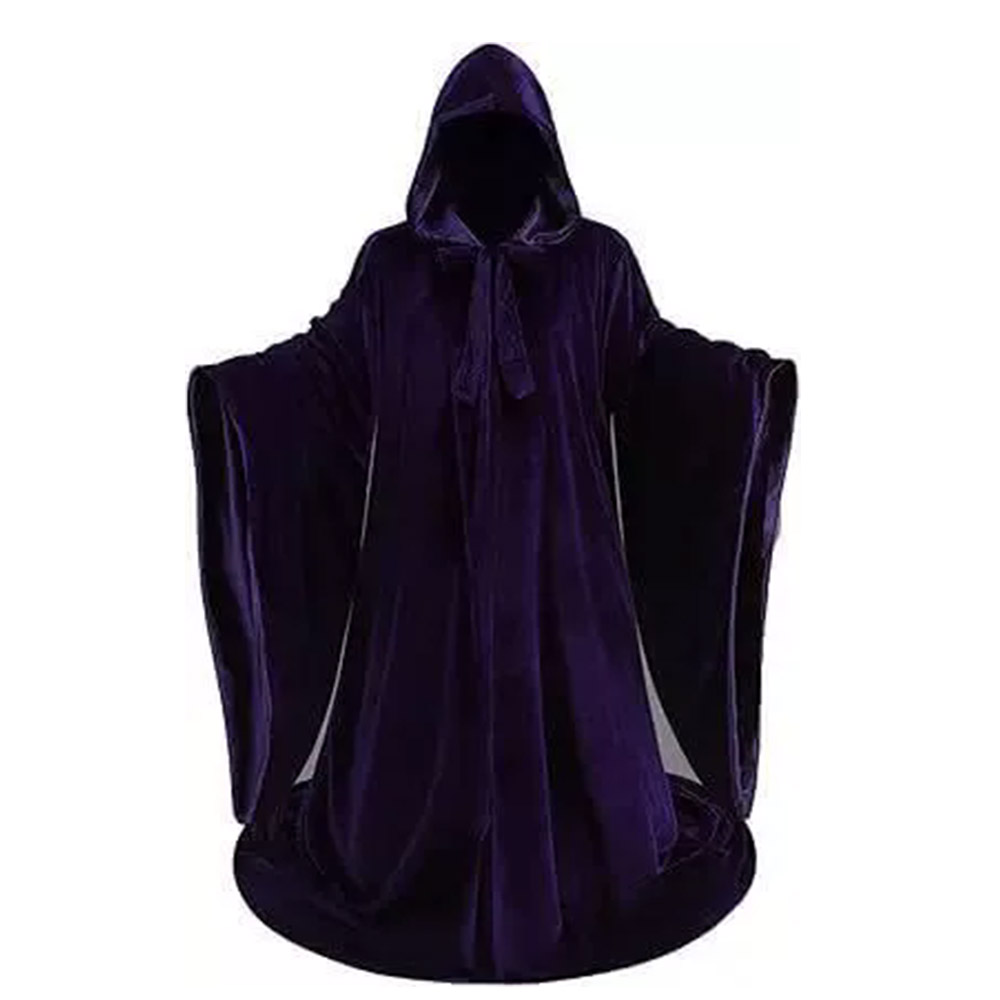 Costume da mantello con vestaglia nera medievale di Halloween Costume da prete per adulti Cosplay con cappuccio e mantello allentato spaventoso e spettrale per bambini e donne: Viola