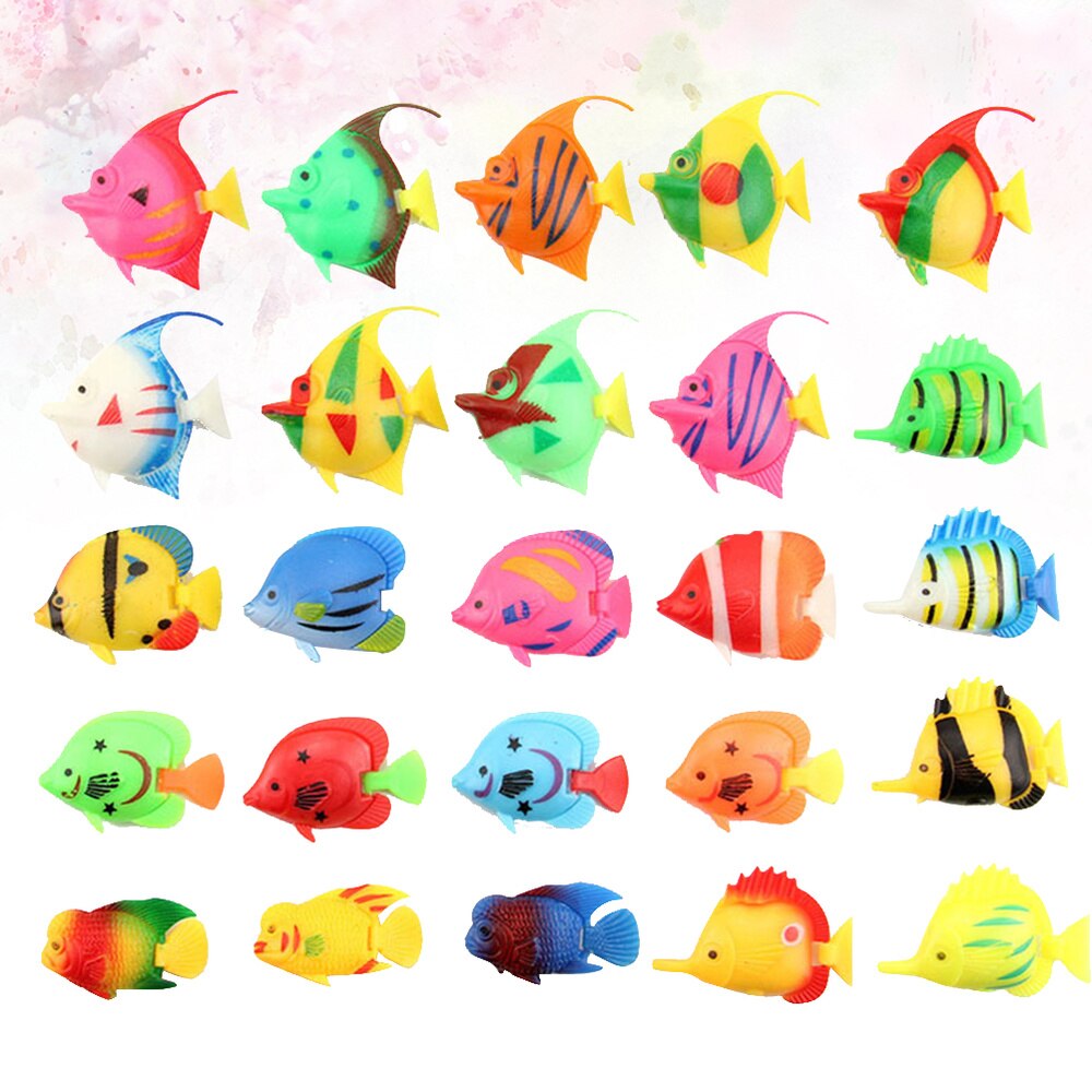 25pcs Aquarium Fish Ornament Fish Tank Landscape Artificial Fish Plastic Fish Decor (Random Style)