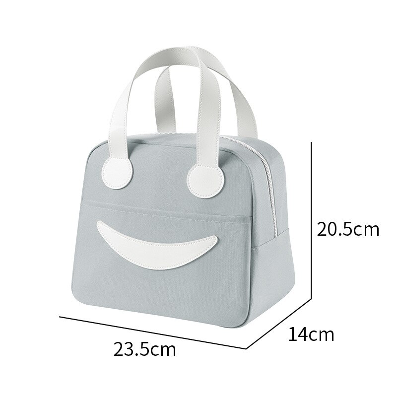 Smiley – sac à déjeuner fourre-tout de couleur unie, étanche, thermique, isolé, Portable, isotherme, Bento d&#39;extérieur pour aliments: 23x14x20 Gray