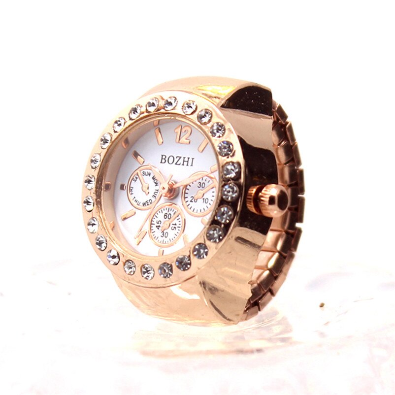 Goedkope Dial Quartz Analoog Horloge Creatieve Staal Cool Elastic Quartz Finger Ring Horloge Horloge: Goud