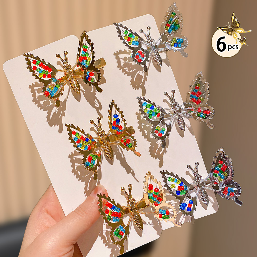 Pinzas para el cabello de mariposa Juego de 4/6/10 Textura metálica Sin esfuerzo aspecto dulce y fresco Ideal para la vida diaria de las niñas: Amarillo