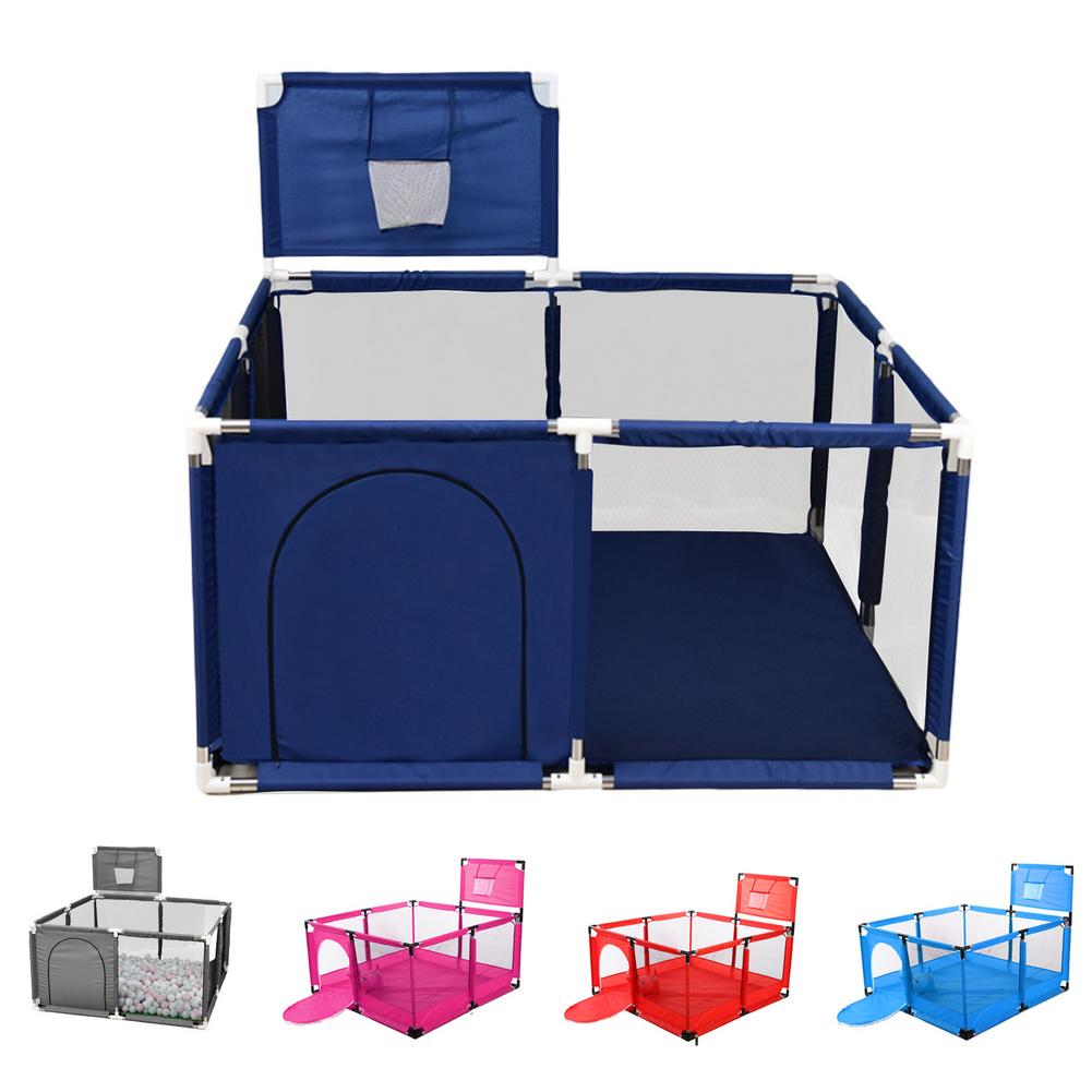 Baby Boxen Ballenbad Met Basketbal Hoepel Extra Grote Baby Mesh Hek Indoor Outdoor Speeltuin Droog Zwembad Box Voor Kinderen