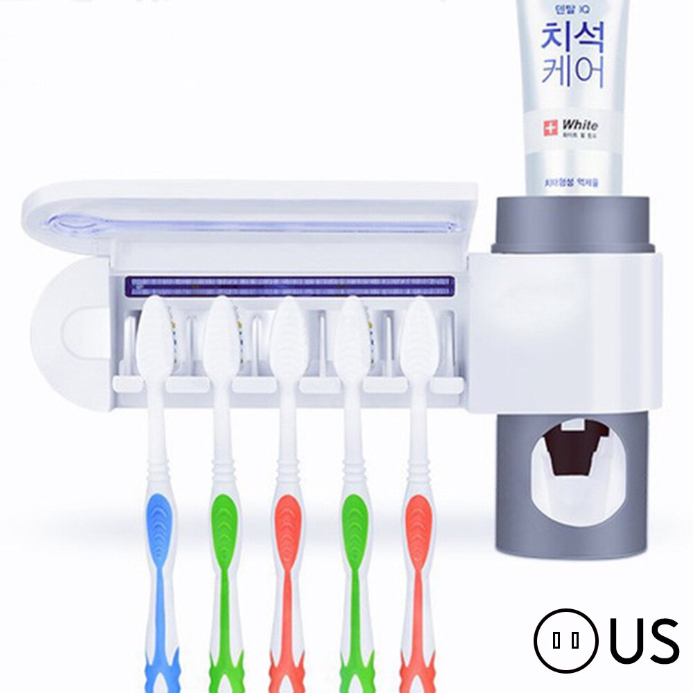 Esterilizador de cepillo de dientes ultravioleta 3 en 1, soporte automático  para cepillo de dientes, exprimidores de pasta de dientes, dispensador
