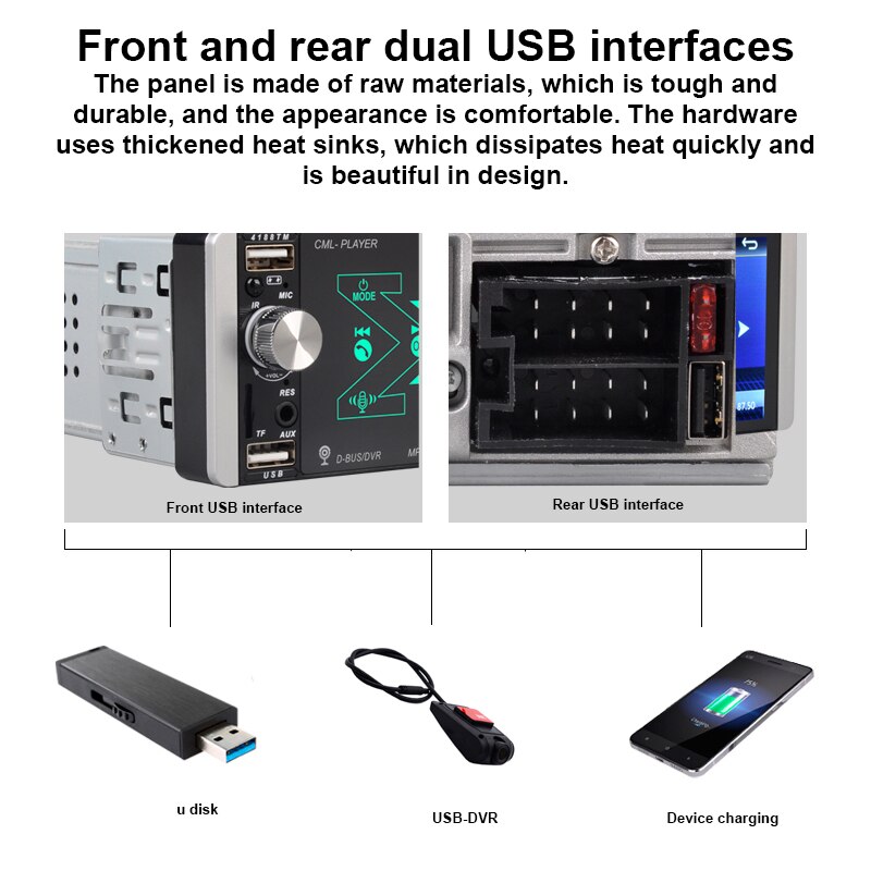 Smart AI Voice Capacitive Screen Player Artificial Intelligence 4.1 Inches USB DVR Single Lngot MP5 Bluetooth Dual Channel