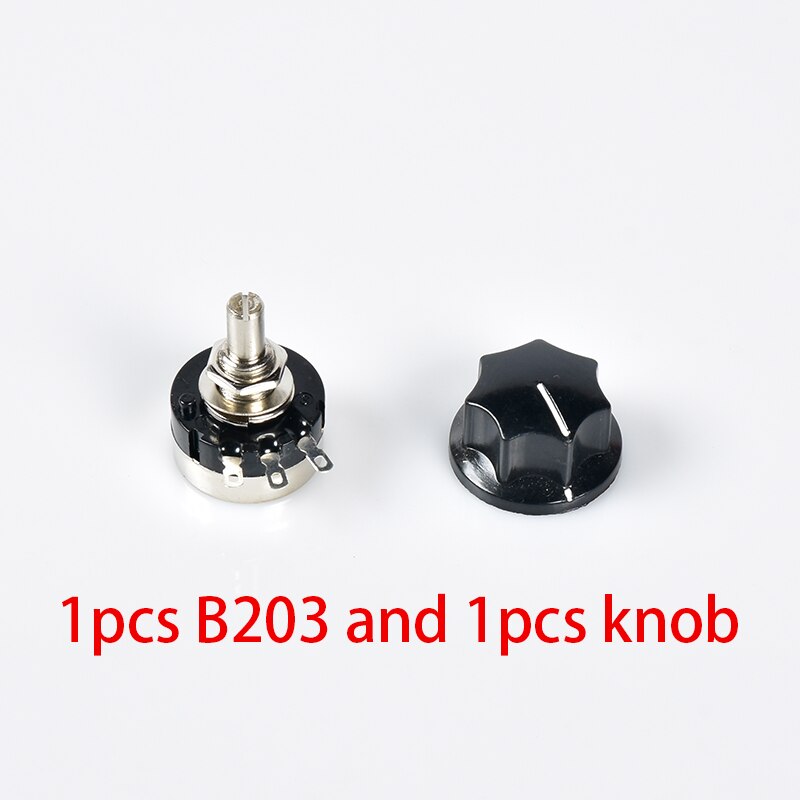 RV24YN-B203 Potentiometer and knob 2W 20K ohm carbon film governor battery car Adjustable resistance console Repair parts: B203 and No 4 knob