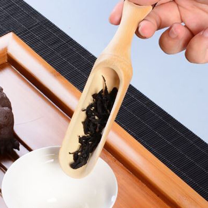 Kinesisk kungfu te skeer naturlig bambus teske te udsøgt snoet reb skridsikkert håndtag måleske køkken te værktøj