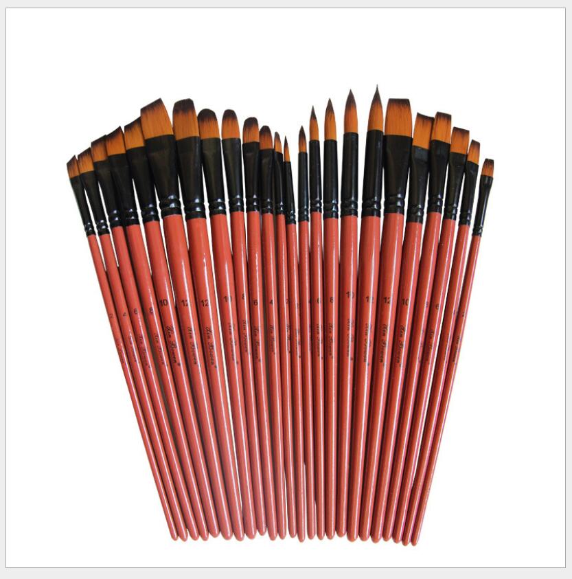 6 unids/set pincel acuarelas pinturas al óleo gancho plano/redondo/inclinado de nailon para el pelo Diy pluma de acuarela para artistas pintores principiantes