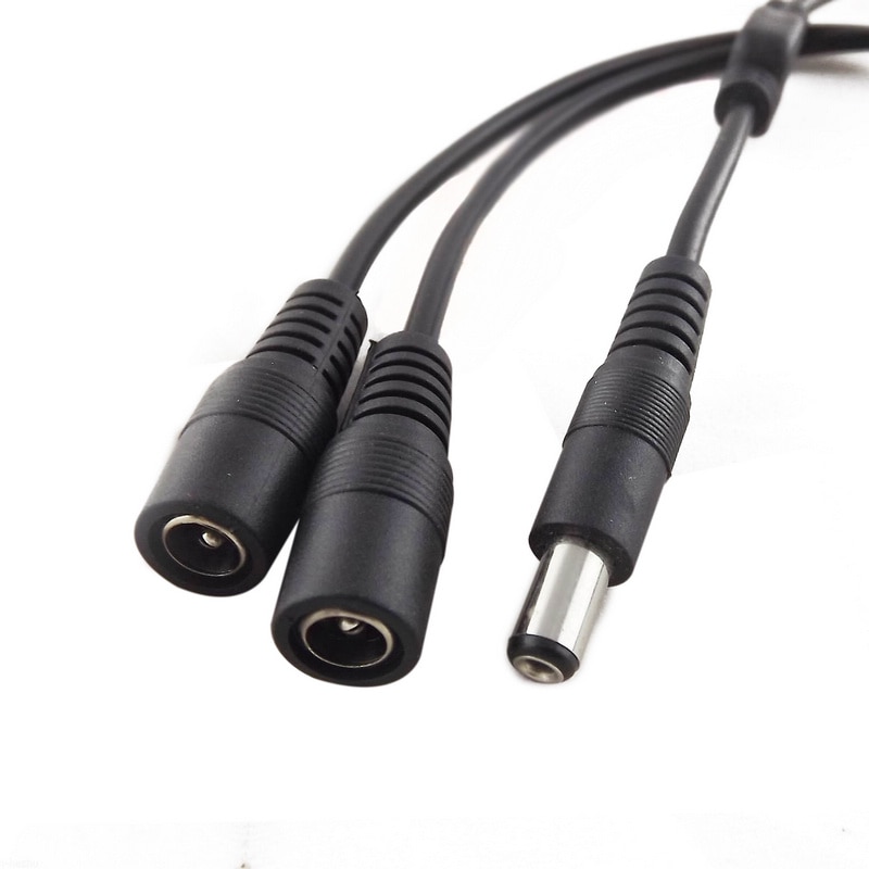 Mayitr 1pc Coaxial DC Power Cable 5.5x2.1mm 1 Male Plug To 2 Female Jack Splitter Adapter Cable For CCTV