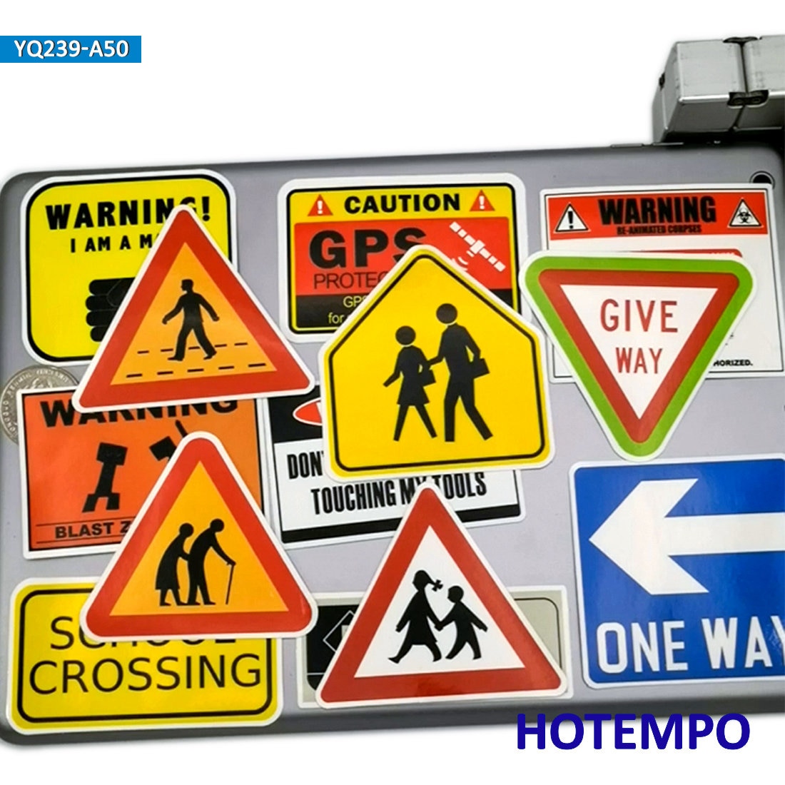 50pcs Funny Traffic Warning Signs Spoof Stickers for Mobile Phone Laptop PAD Case Luggage Skateboard Bike Car Moto Decal Sticker