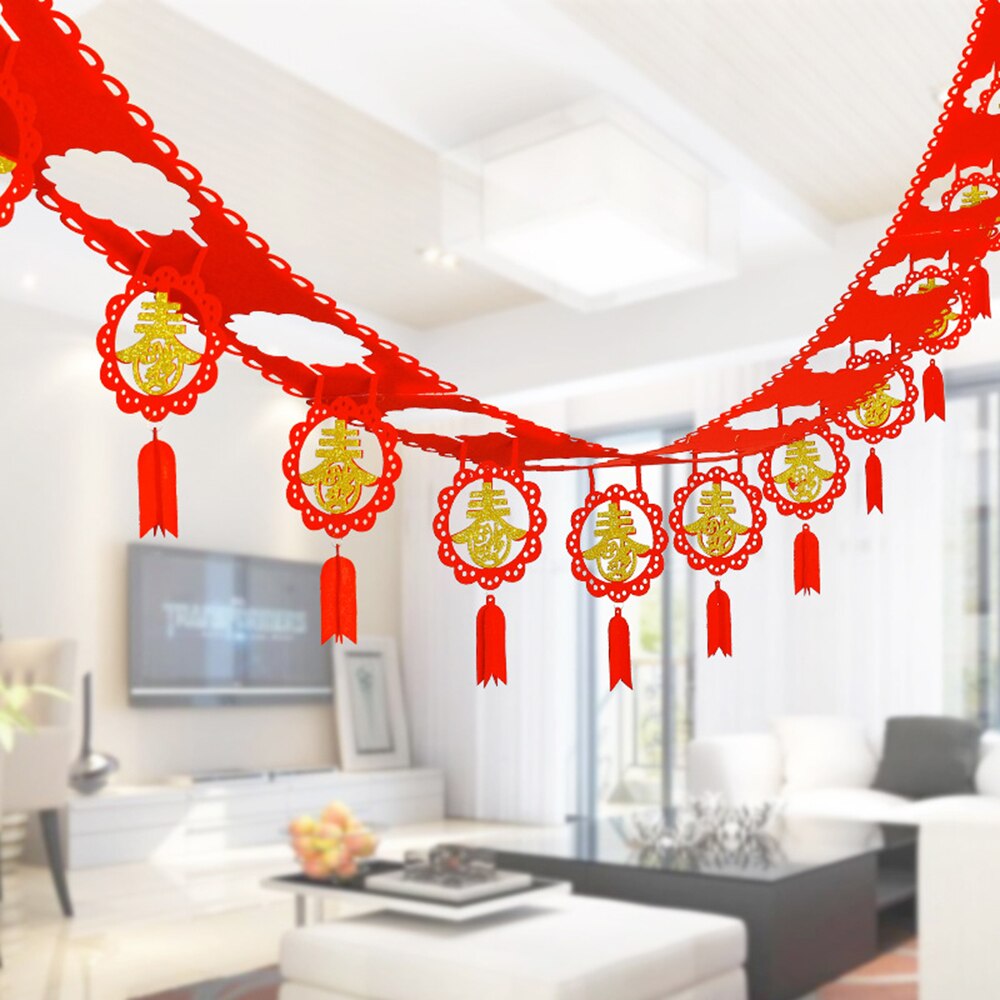 1Pc Jaar Chinese Stijl Streamer Banners Niet-geweven Hanger Gelukkig En Feestelijke Lente Festival Home Decoraties: pattern 6