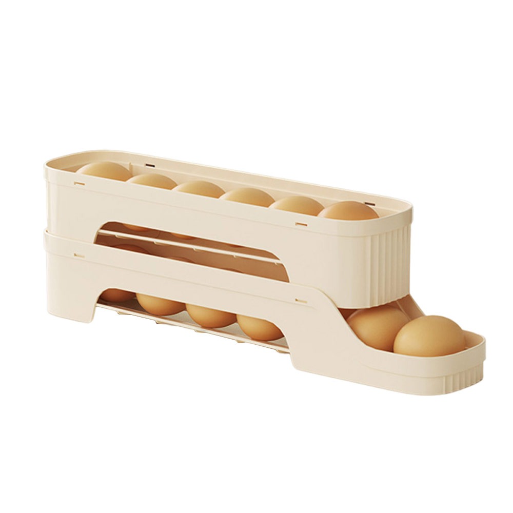 Durable Slide Organizer Automatic Egg Roller Large Capacity Space Saving Egg Roller Rack Egg Dispenser Kitchen: army green