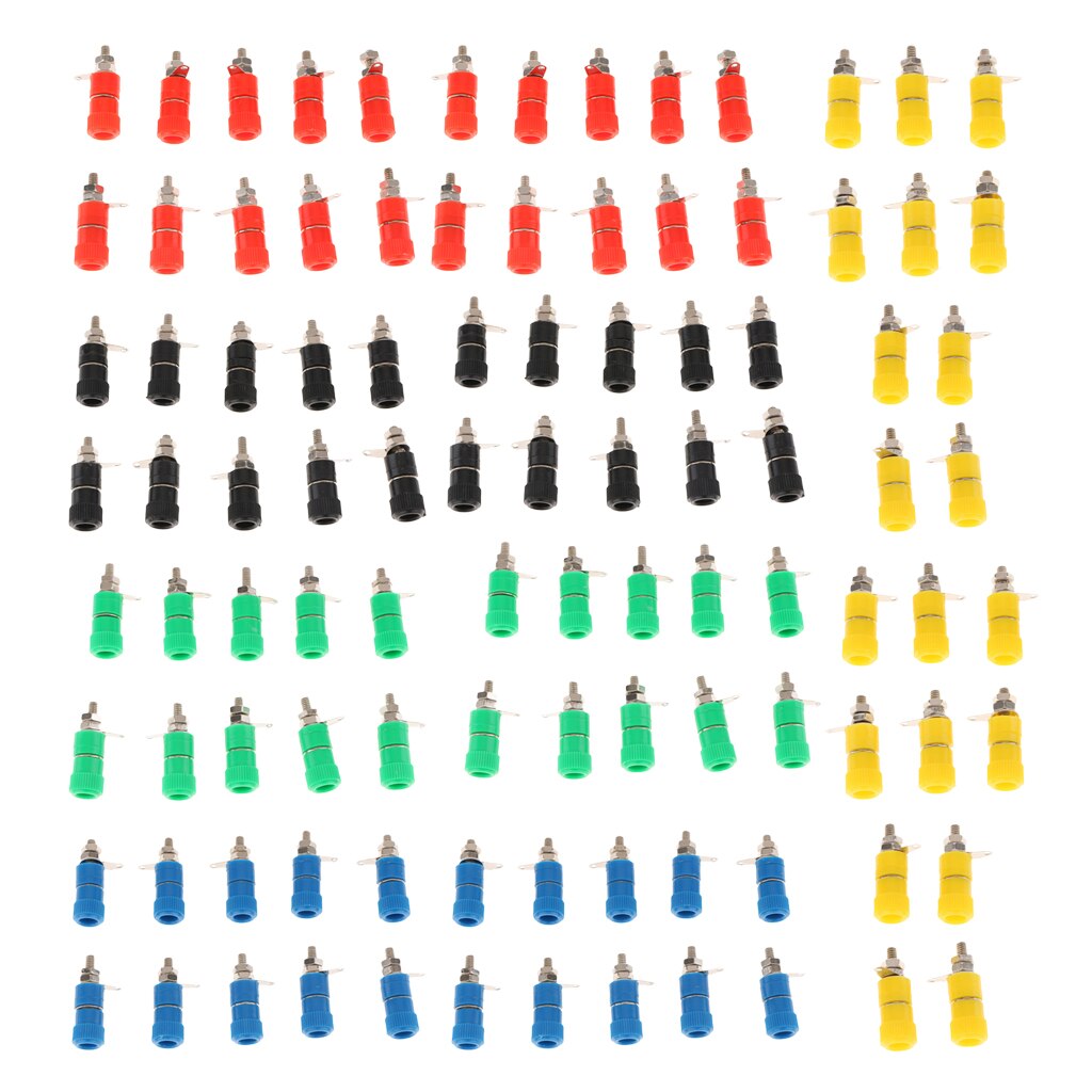 100 Pieces 4mm Banana Plug Socket Banana Binding Post Connector-5 Color