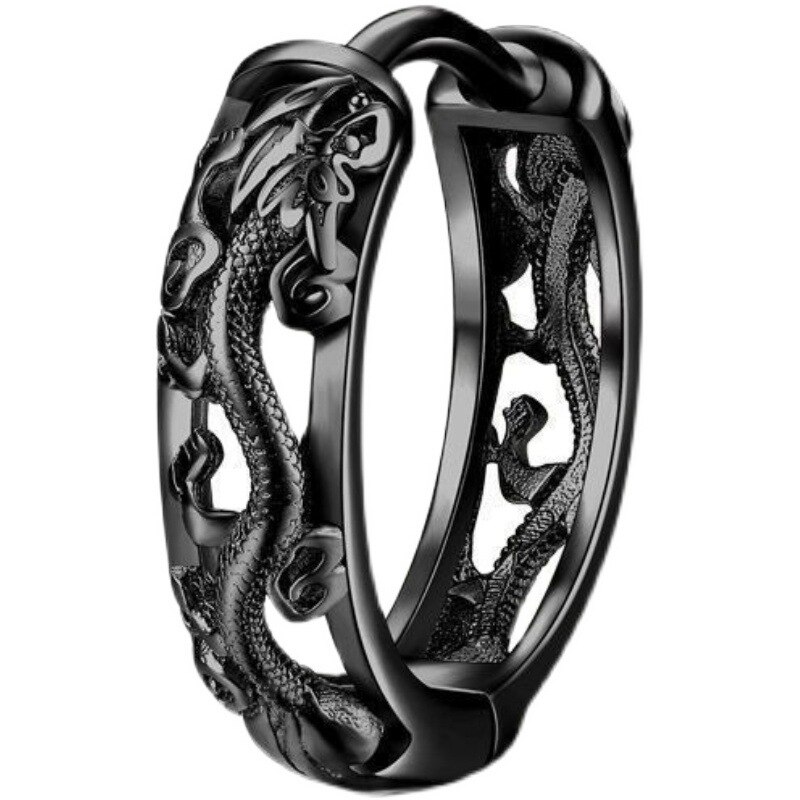 1 paar Punk Hohl Drache Geschnitzt Ohr Schnalle Ohrringe Für Männer/Frauen Schwarz Farbe Hüfte hüpfen Straße Beliebte kühlen Ohr Schmuck