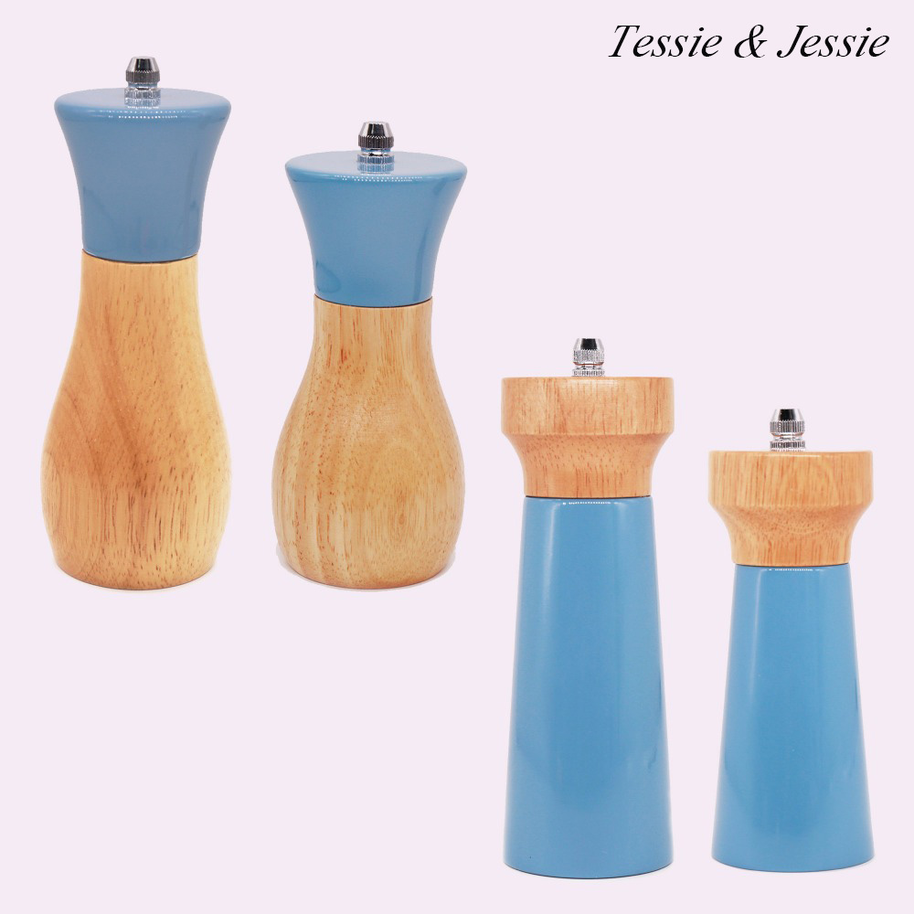Wooden Pepper Grinder Sea Salt And Pepper Shaker Set Of 2 Manual Mills Effortless Lighthouse / Oilcan Shaped By Tessie & Jessie