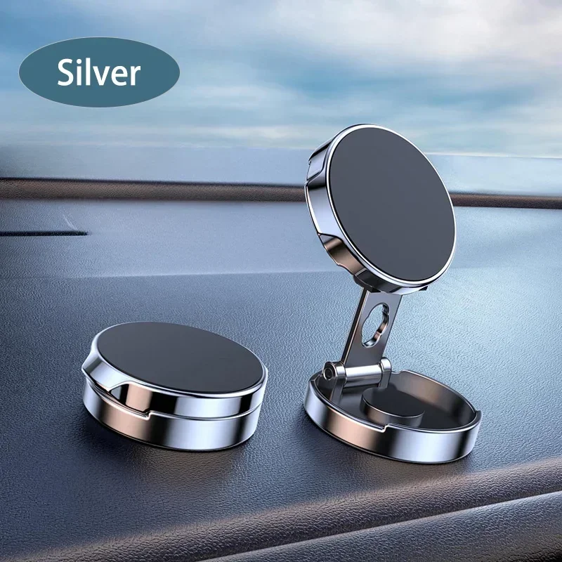 Rotating Car Phone Holder Foldable Stand Powerful Magnetic Metal Phone Holder Available in Multiple Scenarios Soporte: black