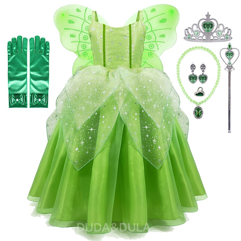 Flower Fairy Dresses Kids Girl Princess Fairies Fancy Dress With Wings Child Halloween Birthday Party Costume Elves Clothes: 04 / 110