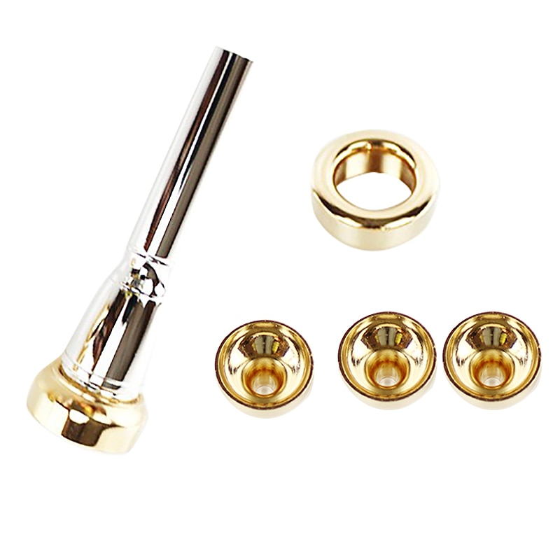 1 Set 2C 3C 2B 3B Mouthpiece for Bb Trumpet Brass Gold Plated a Multi-Purpose T Adapter Gold Lacquer Nozzle Replace