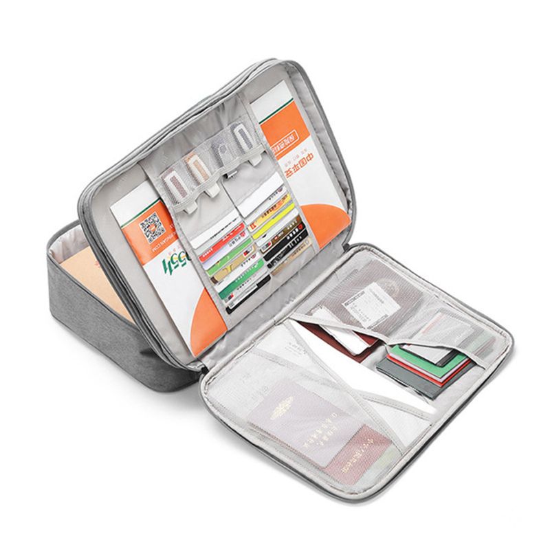 Double Layer Document Ticket Bag Zipper Storage Large Capacity Certificates Files Organizer Home Travel