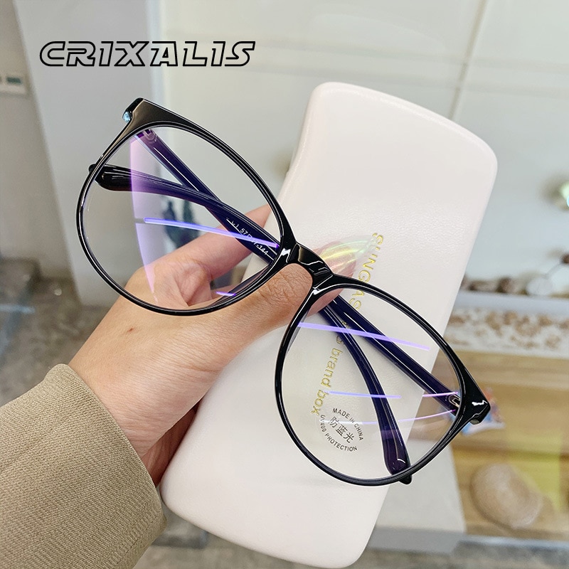 Oversize Stralingsbescherming Anti Blauw Licht Computer Bril Vrouwen Transparante Bril Mode Trend Ronde Brillen Frame