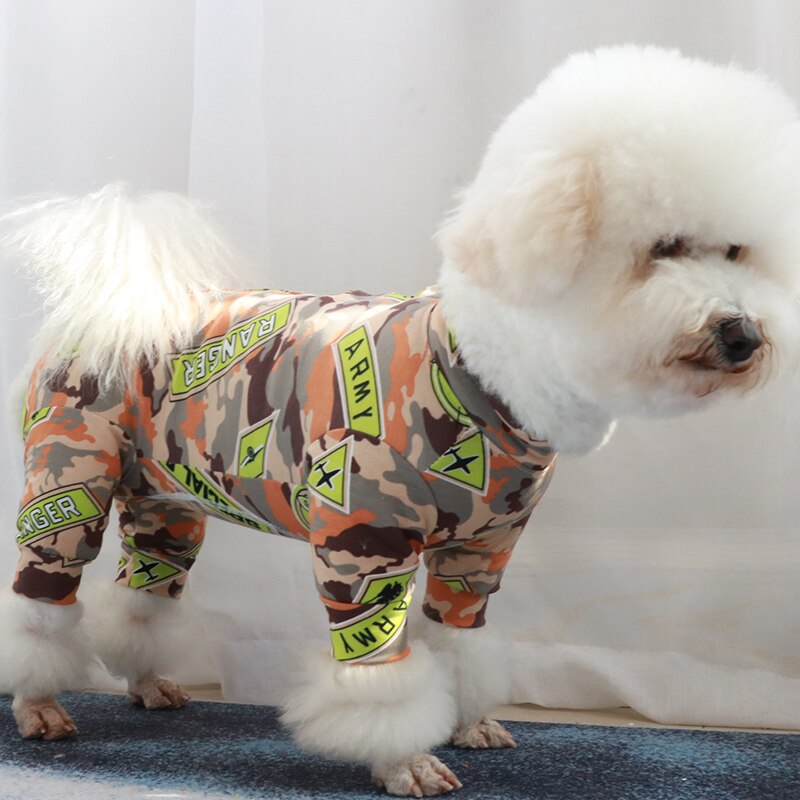 Mono de algodón con estampado para perros, monos finos para mascotas, ropa de cachorro con estampado de pijama de vientre protector para perros pequeños, Sudadera para perro Chihuahua y Caniche