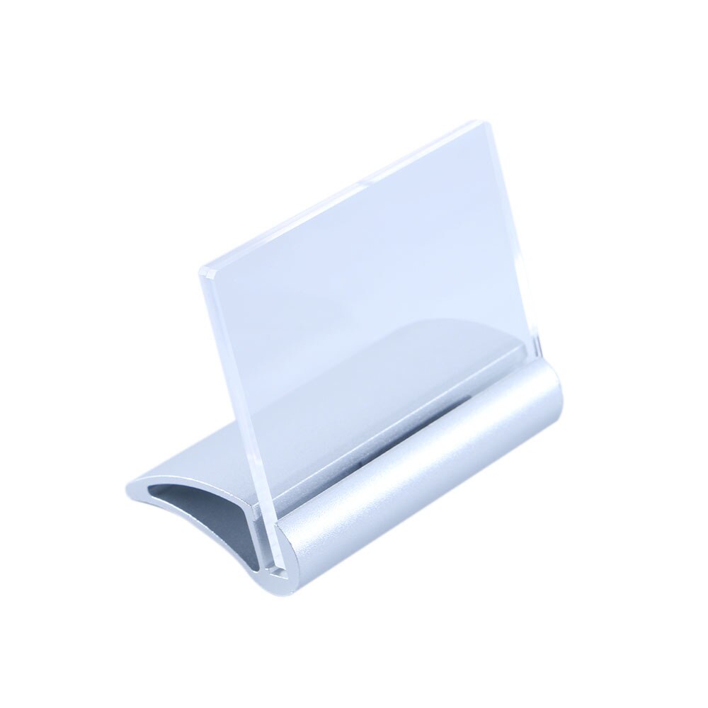 Counter Top Mini Photo Frame Table Name Card Display Acrylic Sign Holder Nameplate Stand With Aluminum Metal Snap Base | Loripos: Default Title