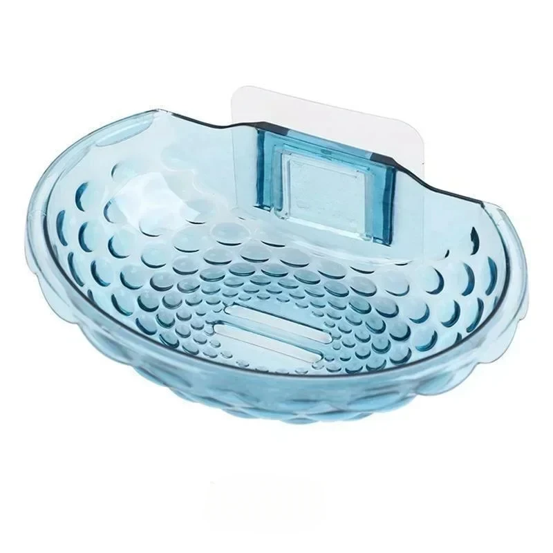 Soap Holder Soap Dishes Sponge Container with Wall Hook for Shower Kitchen Sink Adhesive No Drilling Bathroom Accessories: Blue