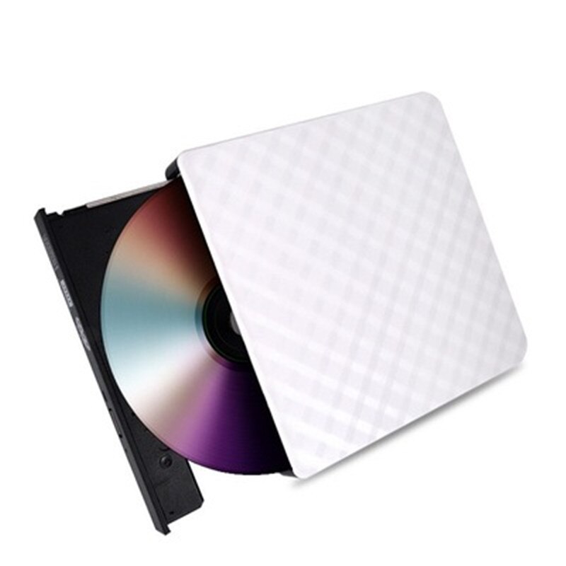 2 Kleuren Usb 3.0 Plaid Shell Dvd Cd Externe Brander Reader Rw Optische Drive Computer Notebook Accessoires: WHITE