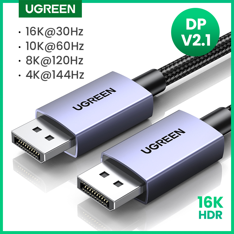 UGREEN-Cable Displayport de 16K DP2.1, 8K, 4K, 144hz, Cable de vídeo y Audio para Xiaomi, TV Box, PC, ordenador portátil, Monitor de juego, DP