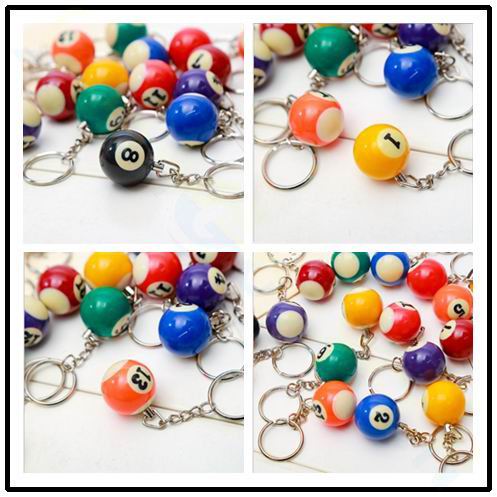 Porte-clés pour hommes, boule de billard en PVC, pendentif, Mini billard, porte-clés de voiture, Souvenir de Sport, de fête d'école, d'anniversaire