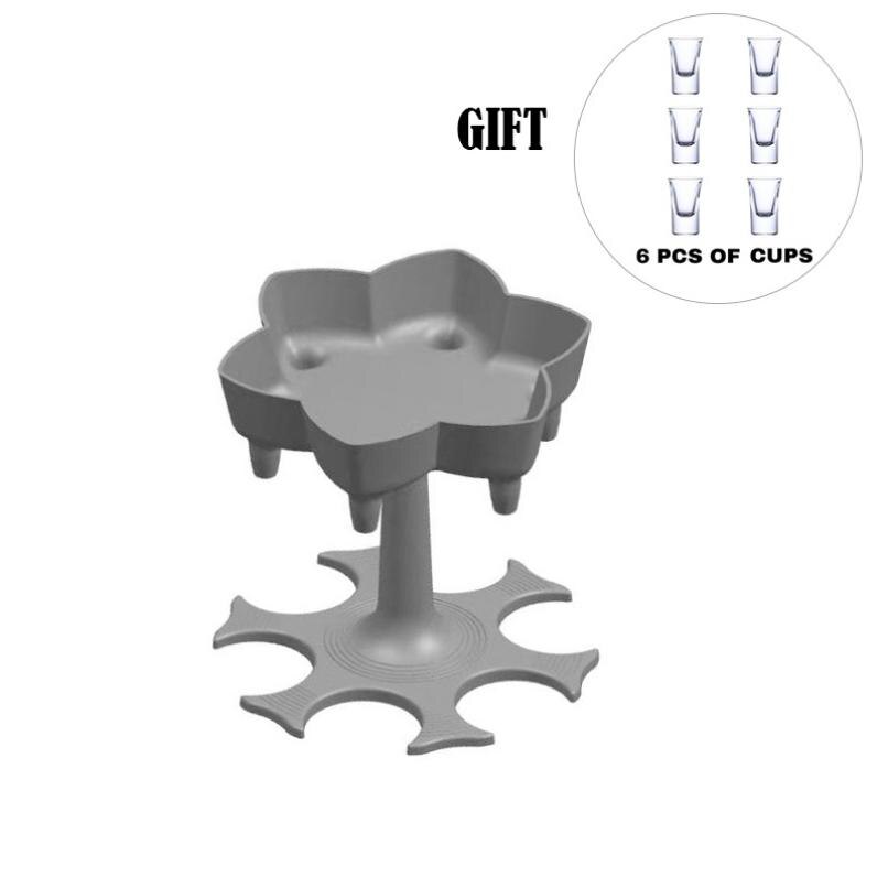 6 Shot Wine Glass Dispenser Holder Caddy Liquor Dispenser Party Beverage Drinking Games Glass Dispenser Party Bar Accessory: A Gray Set