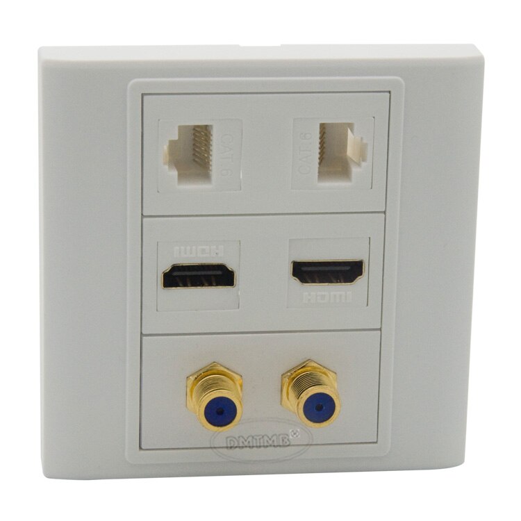 Plaque Murale HDMI 4 Ports - Multifonction Avec Type F, USB 3.0, RJ45 Cat6 - Pour TV, Ordi, Projecteur - Câblage Discret