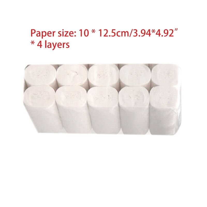 10 Rolls 4-Ply Toilet Paper Ultra Soft Wood Pulp Strong Household Bath Tissues