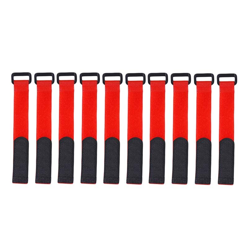 10pcs/set Reusable Fishing Rod Tie Holder Strap Suspenders Fastener Hook Loop Cable Cord Tie Belt Fishing Tackle Box Accessories: 10PCS Red