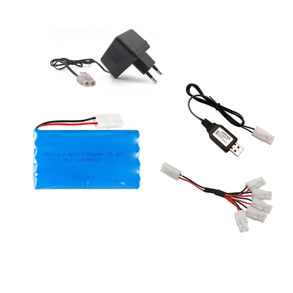 9.6v 1400mAh Rechargeable Battery + 9.6v Charger For Rc toys Car Tank Train Robot Boat Gun NI-CD AA 9.6v Battery Pack 1-2pcs