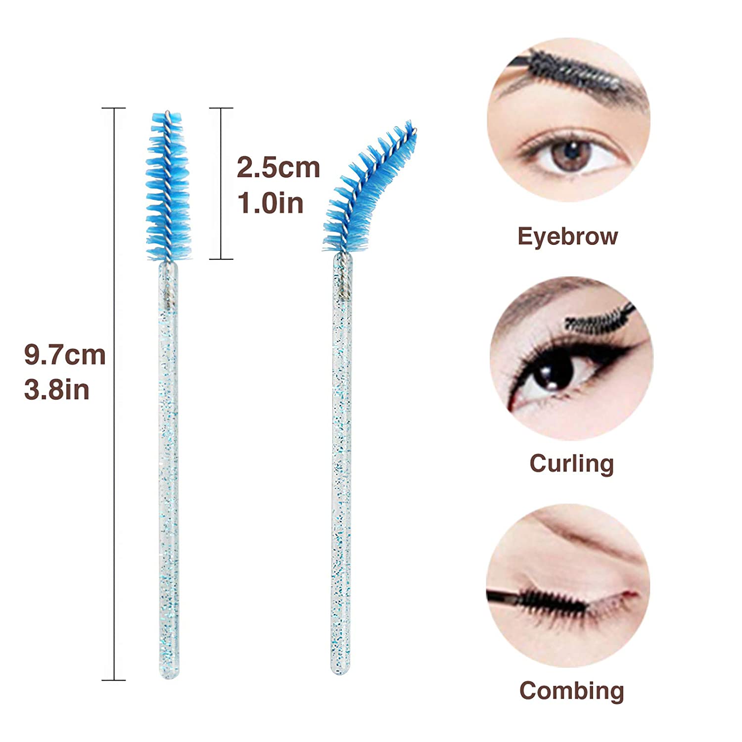 50/100Pcs Eyelash Brushes Reusable Eyebrow Brushes Mascara Wands Applicator Brushes Eyelash Comb Brushes Spoolers Makeup Brush