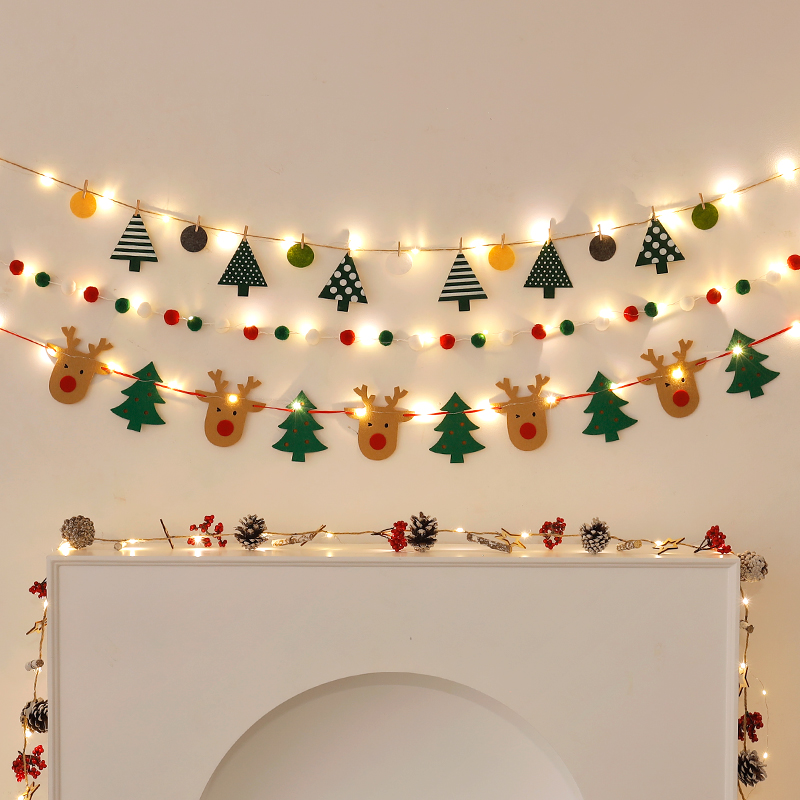 Bolas de natal bandeira led luz da corda diy pingente artesanal decorado para feliz natal pendurado casa bandeira banner pingente de natal