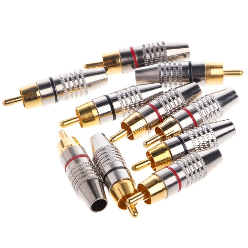 10 Stuks Rca Plug Video Locking Cable Connector Vergulde