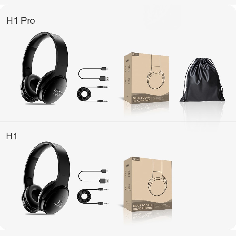 AWI H1 Pro Bluetooth Headphones Wireless Earphone Over-ear Noise HiFi Stereo Canceling Gaming Headset with Mic Support TF Card