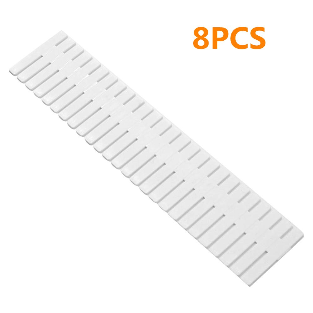 DIY Drawer Divider diy storage shelves Household Adjustable Plastic Storage Box Partition Board Space-saving Tools for Socks: 8PCS  White