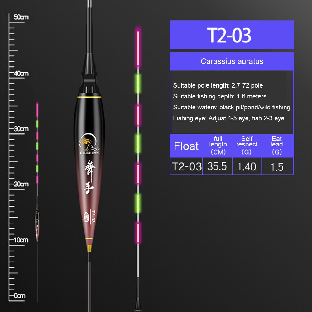 Smart Fishing Float Led Lichtgevende Elektrische Visdobbers Hoge Gevoeligheid Verdikte Stok Boei Bobber Lokken Vissen Accessoires: T2  03