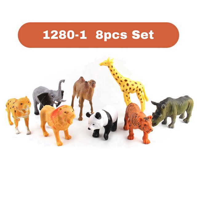 DIY Wild Jungle Zoo Animal Models Tiger Lions Leopard Action Figures Set Collection Doll Educational Toy for Children: 1280-1