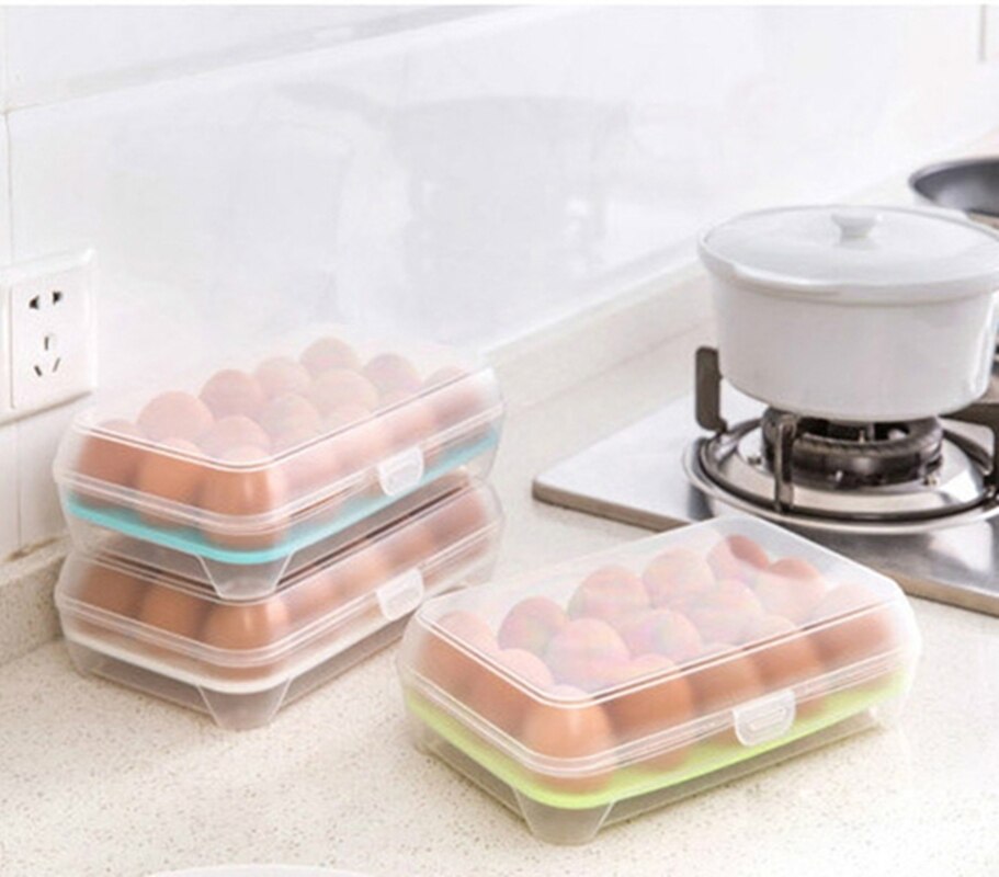 15 ägg box kök krispiga utomhus portabel picknick ägg förvaringsbox plast ägg box