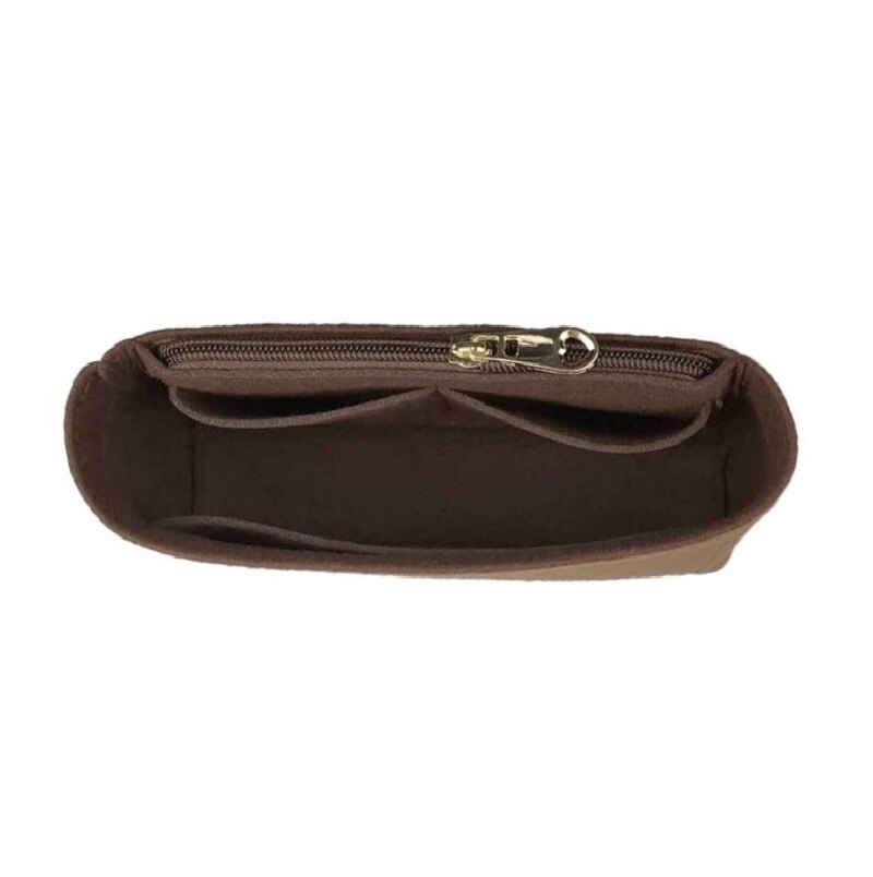 Fits For Pochette Passy Flap Felt Cloth Insert Bag Organizer Makeup Handbag Organizer Travel Inner Purse Portable Cosmetic Bags: zipper coffee