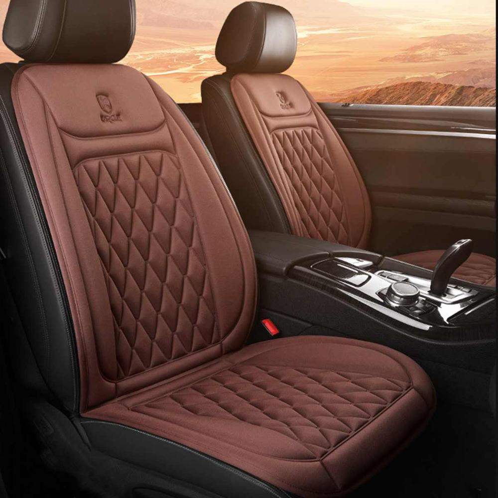 12V~24V Universal Car Seat Cover Warm Heated Chair Cushion Cover Multifunction Automobiles Seat Covers 3 Speed Adjustable: Cotton Coffee
