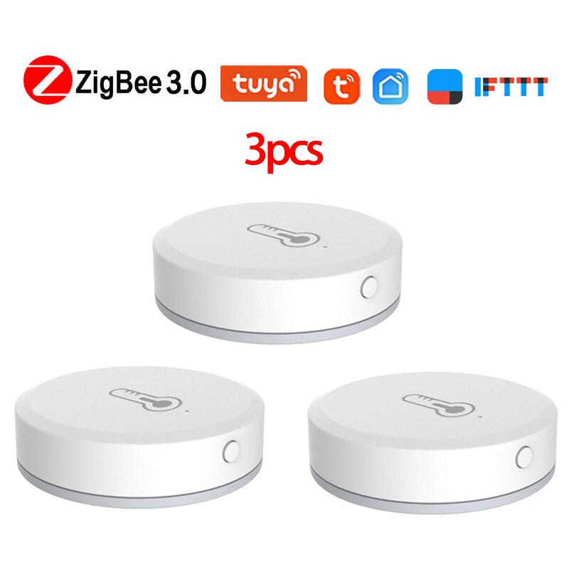 Tuya Zigbee Smart Home Temperatuur En Vochtigheid Sensor Batterij Aangedreven Werkt Met Google Assistent En Tuya Zigbee Hub: 3pcs Sensors