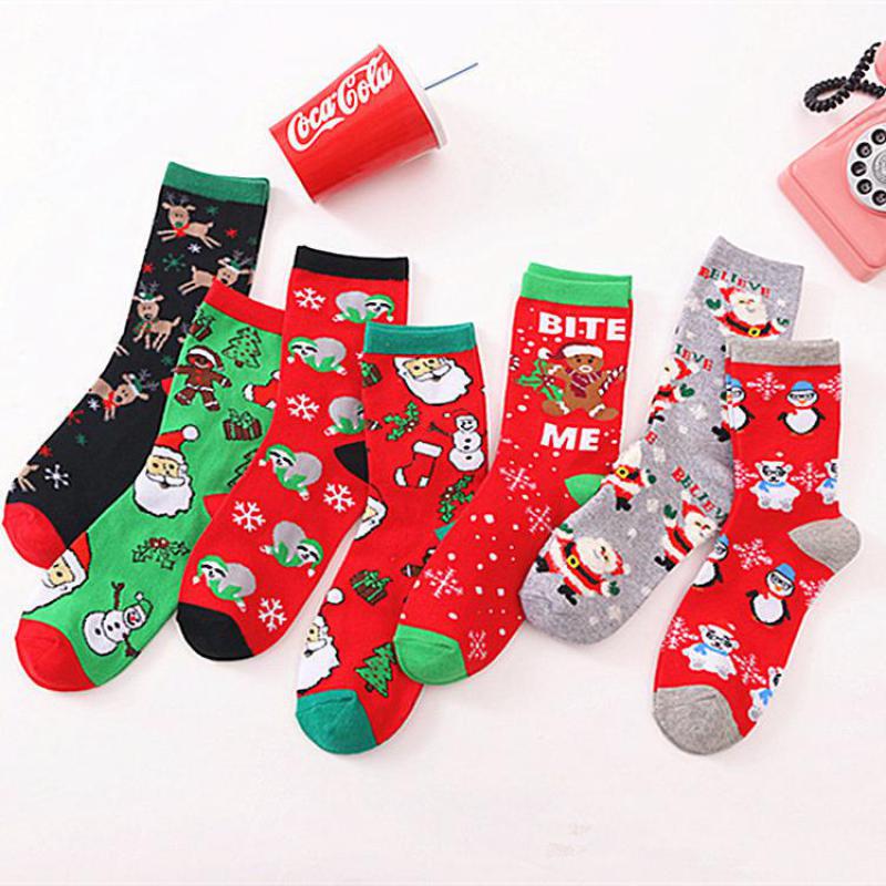 Christmas Socks For Children Elderly Elk Snowman Cotton Stocking Year Socks Christmas Decoration Boys Girls Christmas