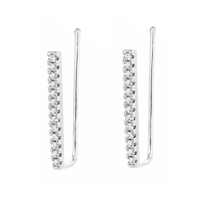 925 argent Sterling Simple oreille grimpeur boucles d'oreilles Fine chenille boucles d'oreilles pour femmes filles: with cz