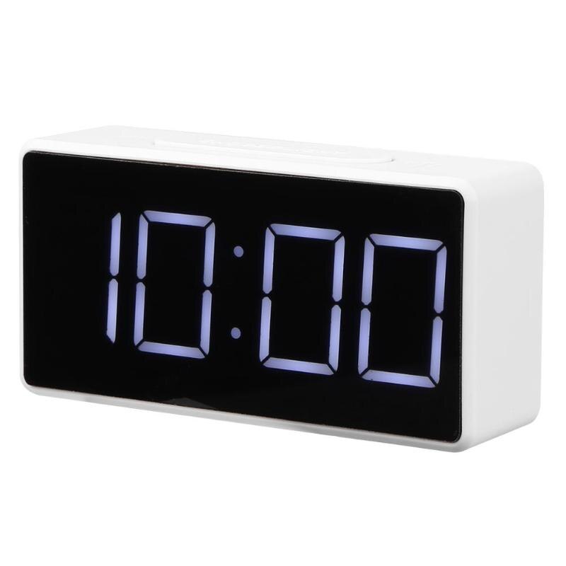 Digital alarm ledet ur snooze bordur elektronisk ur skrivebord alarm ur usb timer kalendermåler: Hvid