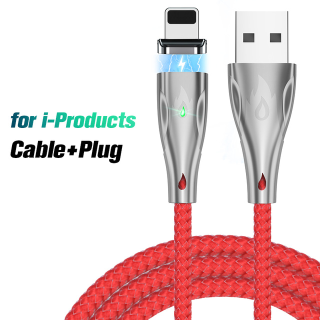 1/2M 5A Magnetic Charger Cable USB Type C Fast Charging Cable For iPhone Samsung Xiaomi USB-C Micro USB Magnetic Charging Cables: 1M / Red for iphone